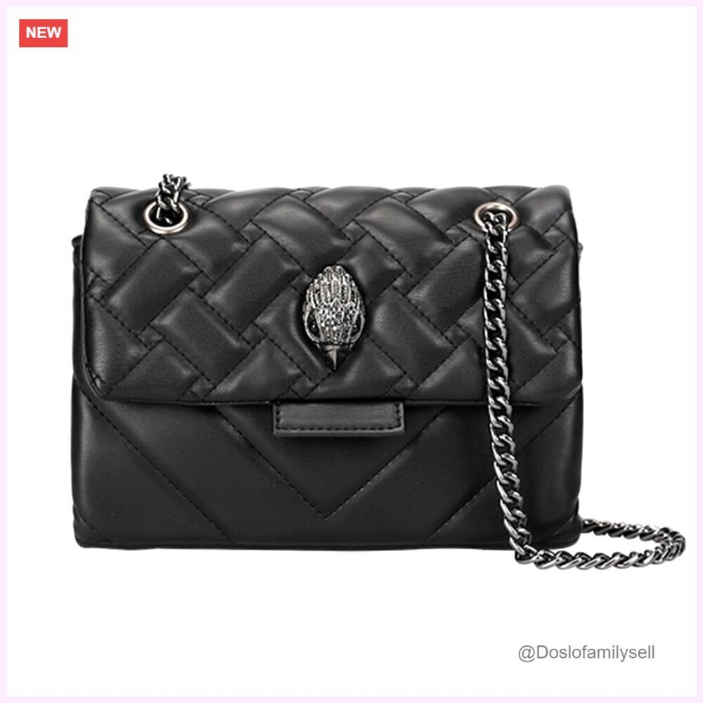 PU Leather Crossbody Bag with Chain Strap, Compact Shoulder Purse